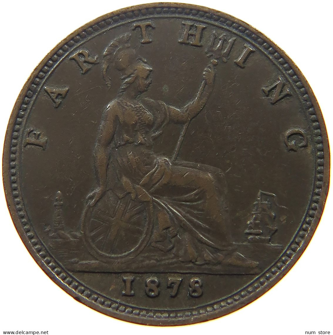 GREAT BRITAIN FARTHING 1878 Victoria 1837-1901 #s051 0753 - B. 1 Farthing