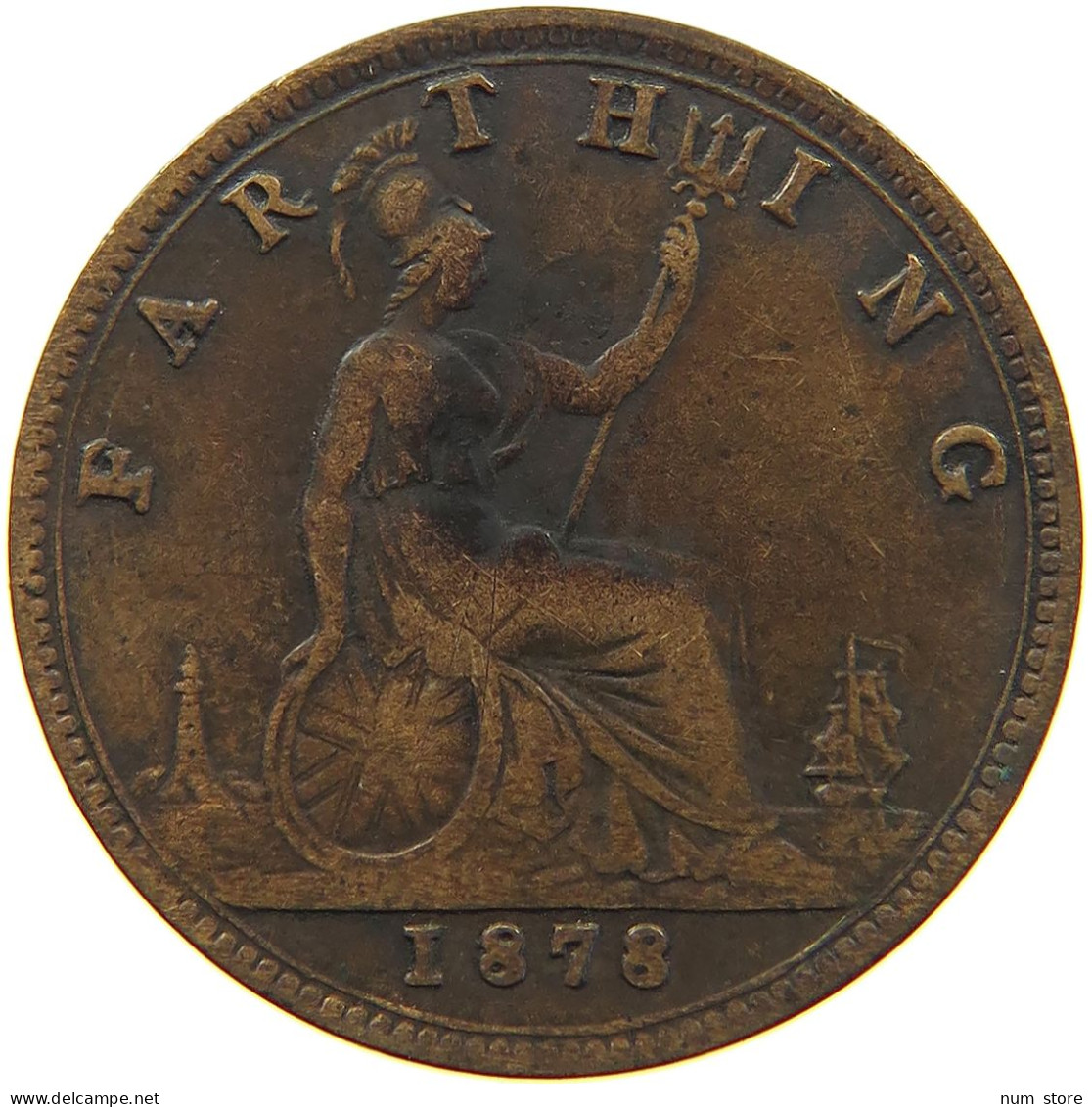 GREAT BRITAIN FARTHING 1878 Victoria 1837-1901 #s012 0327 - B. 1 Farthing