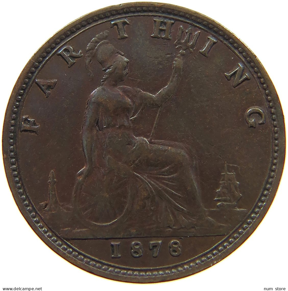 GREAT BRITAIN FARTHING 1878 Victoria 1837-1901 #c019 0263 - B. 1 Farthing