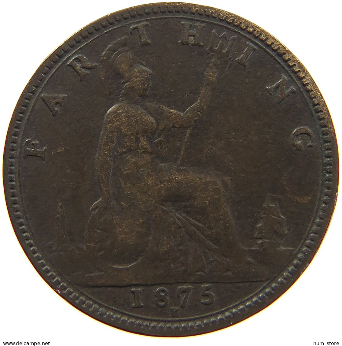 GREAT BRITAIN FARTHING 1875 H Victoria 1837-1901 #s010 0163 - B. 1 Farthing