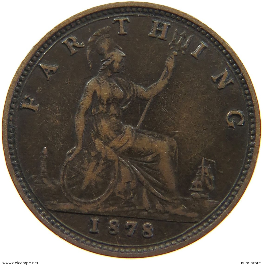 GREAT BRITAIN FARTHING 1878 Victoria 1837-1901 #a011 0741 - B. 1 Farthing