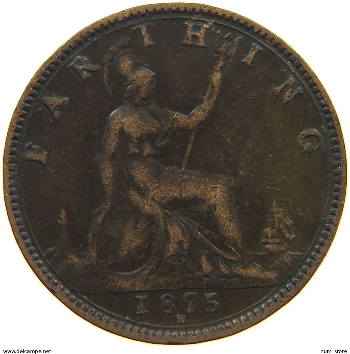 GREAT BRITAIN FARTHING 1875 H Victoria 1837-1901 #c034 0097 - B. 1 Farthing