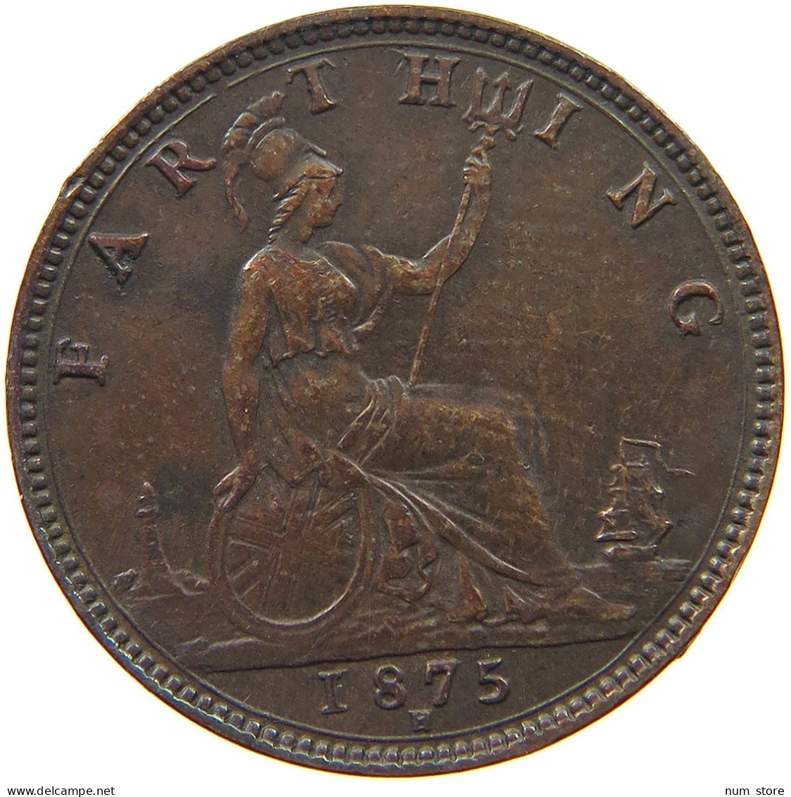 GREAT BRITAIN FARTHING 1875 H Victoria 1837-1901 #t107 0175 - B. 1 Farthing