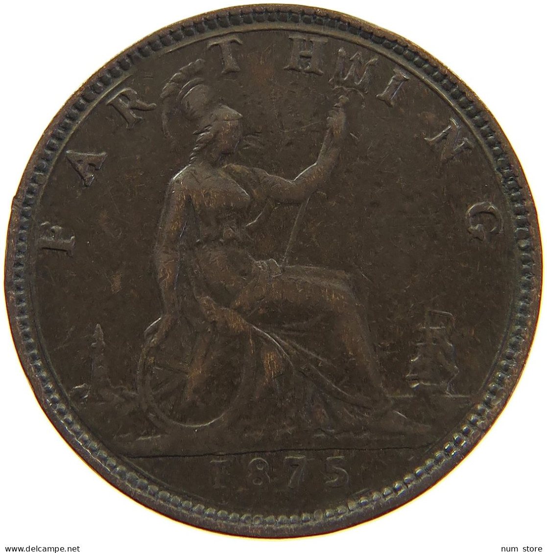 GREAT BRITAIN FARTHING 1875 H Victoria 1837-1901 #s010 0105 - B. 1 Farthing