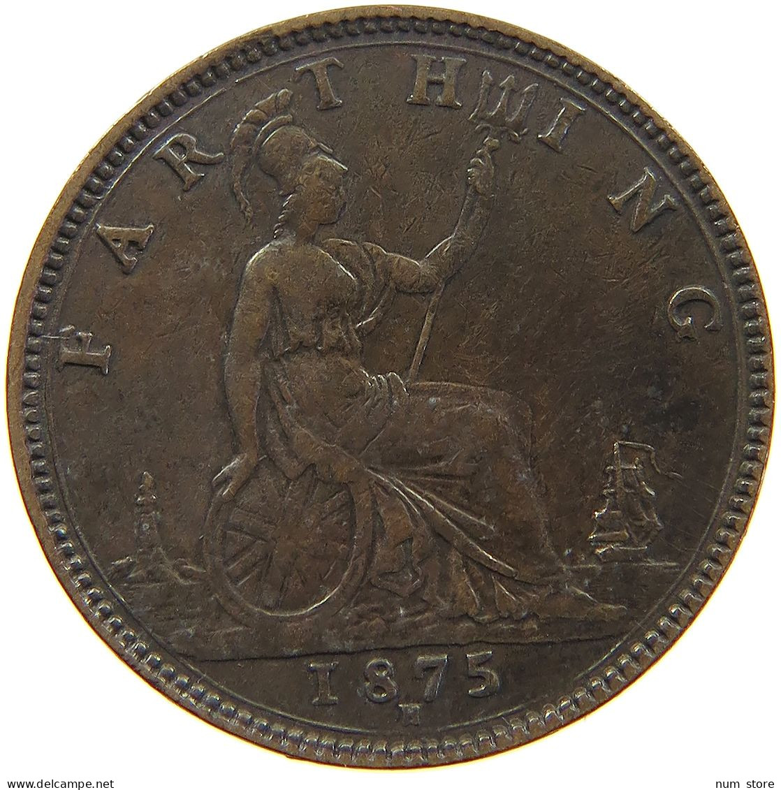 GREAT BRITAIN FARTHING 1875 H Victoria 1837-1901 #a058 0117 - B. 1 Farthing