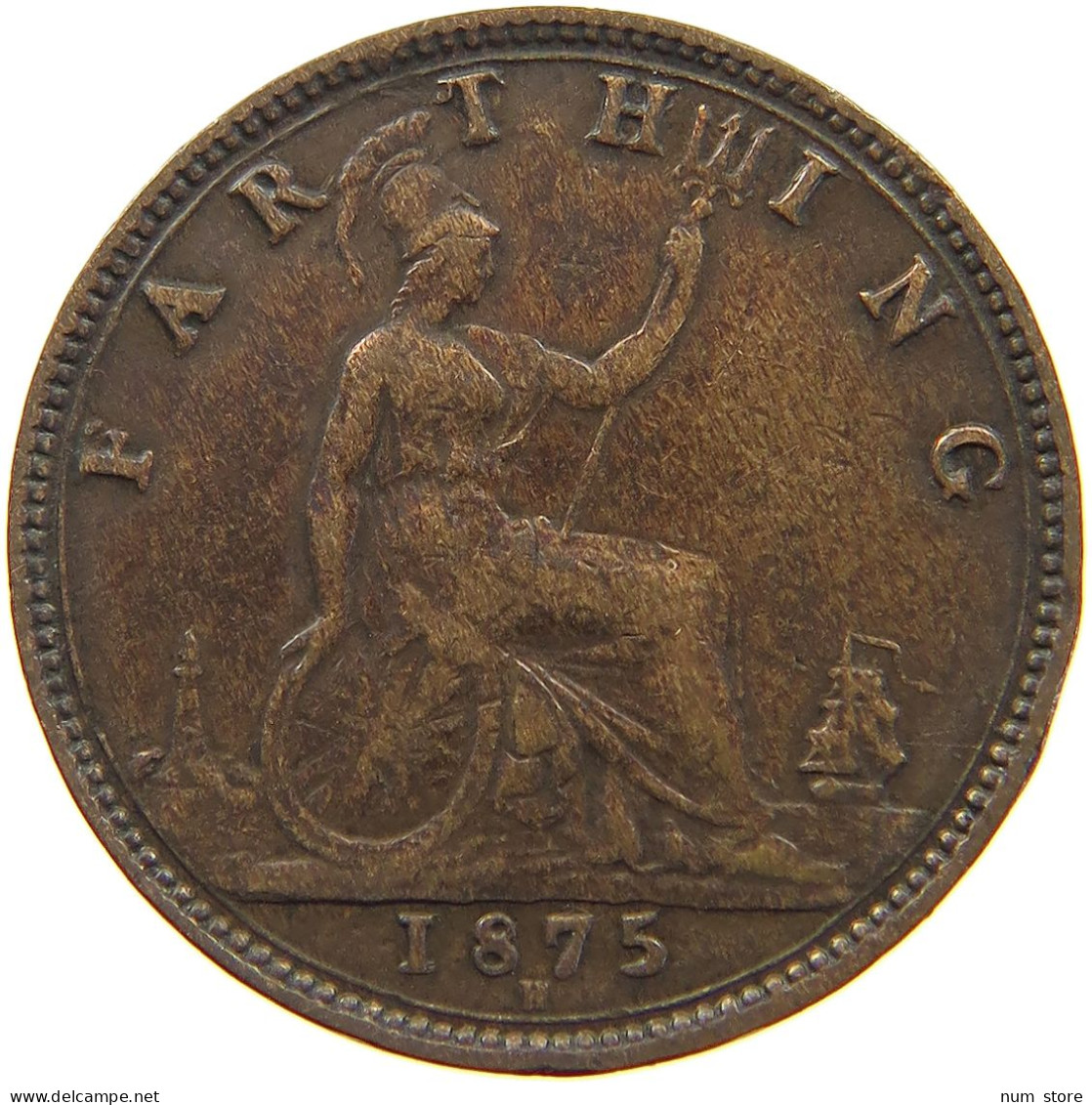 GREAT BRITAIN FARTHING 1875 H Victoria 1837-1901 #a011 0781 - B. 1 Farthing