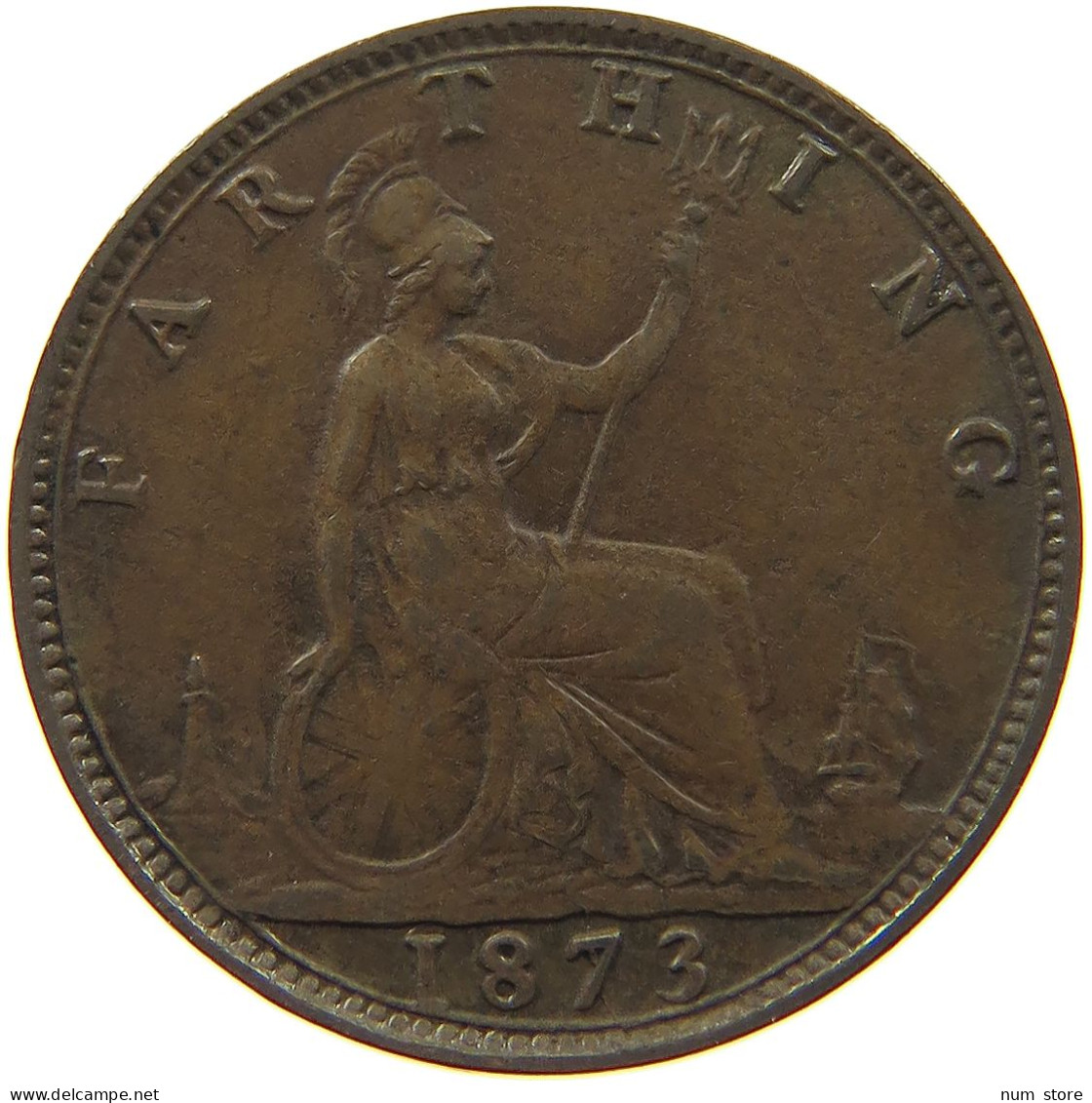 GREAT BRITAIN FARTHING 1873 Victoria 1837-1901 #c081 0327 - B. 1 Farthing