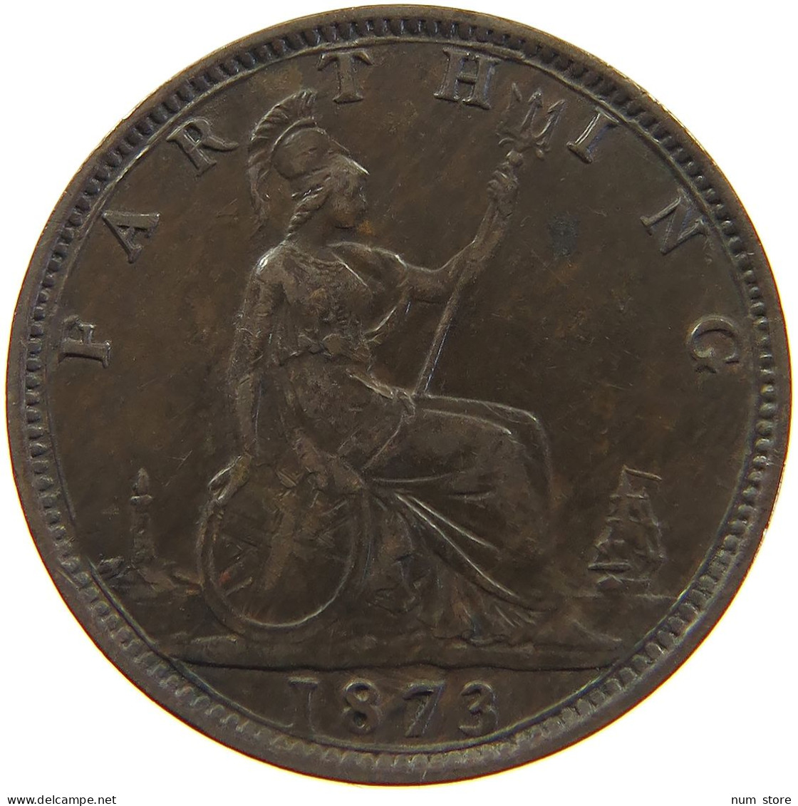 GREAT BRITAIN FARTHING 1873 Victoria 1837-1901 #c081 0345 - B. 1 Farthing