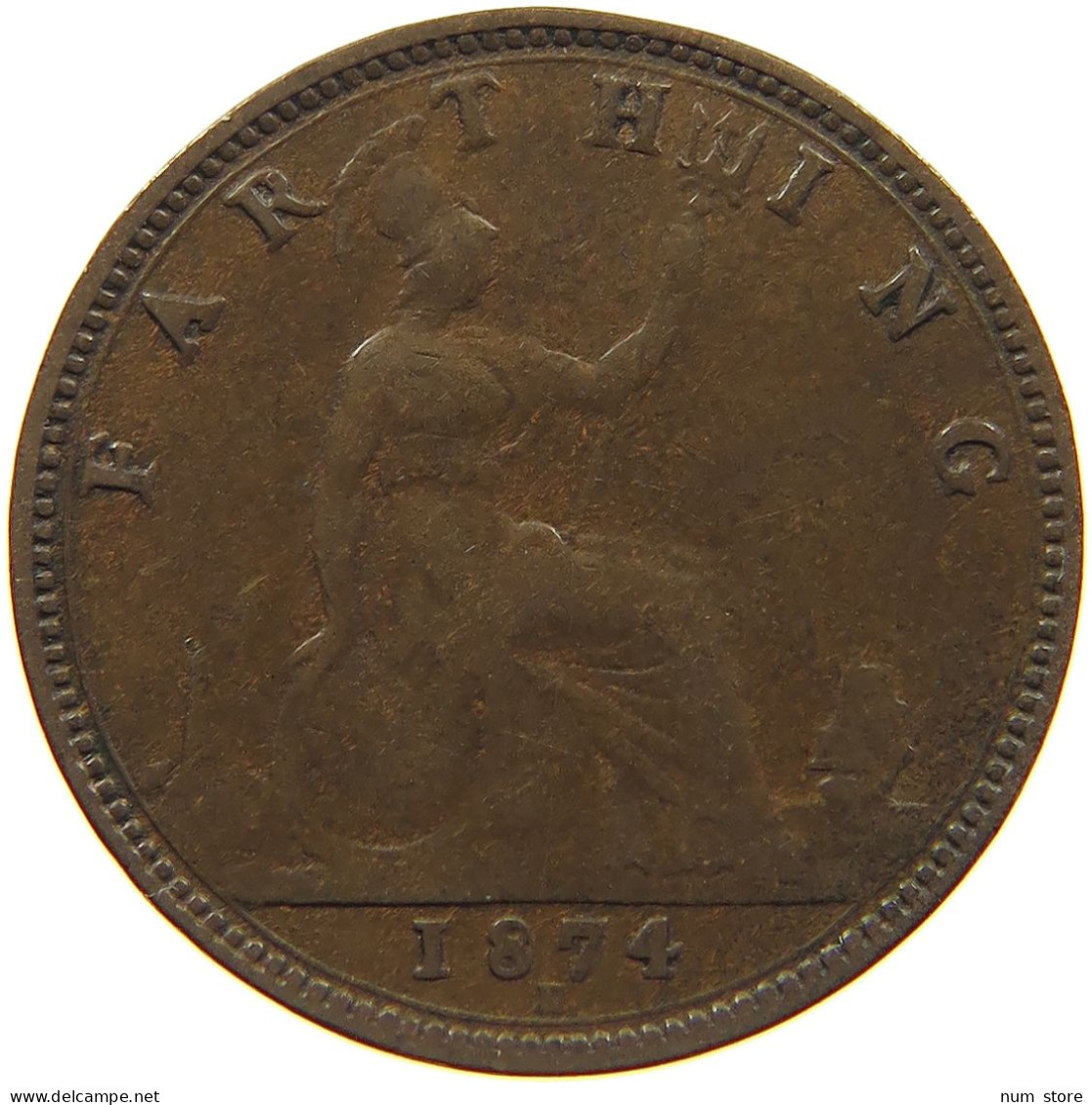 GREAT BRITAIN FARTHING 1874 H Victoria 1837-1901 #c019 0259 - B. 1 Farthing