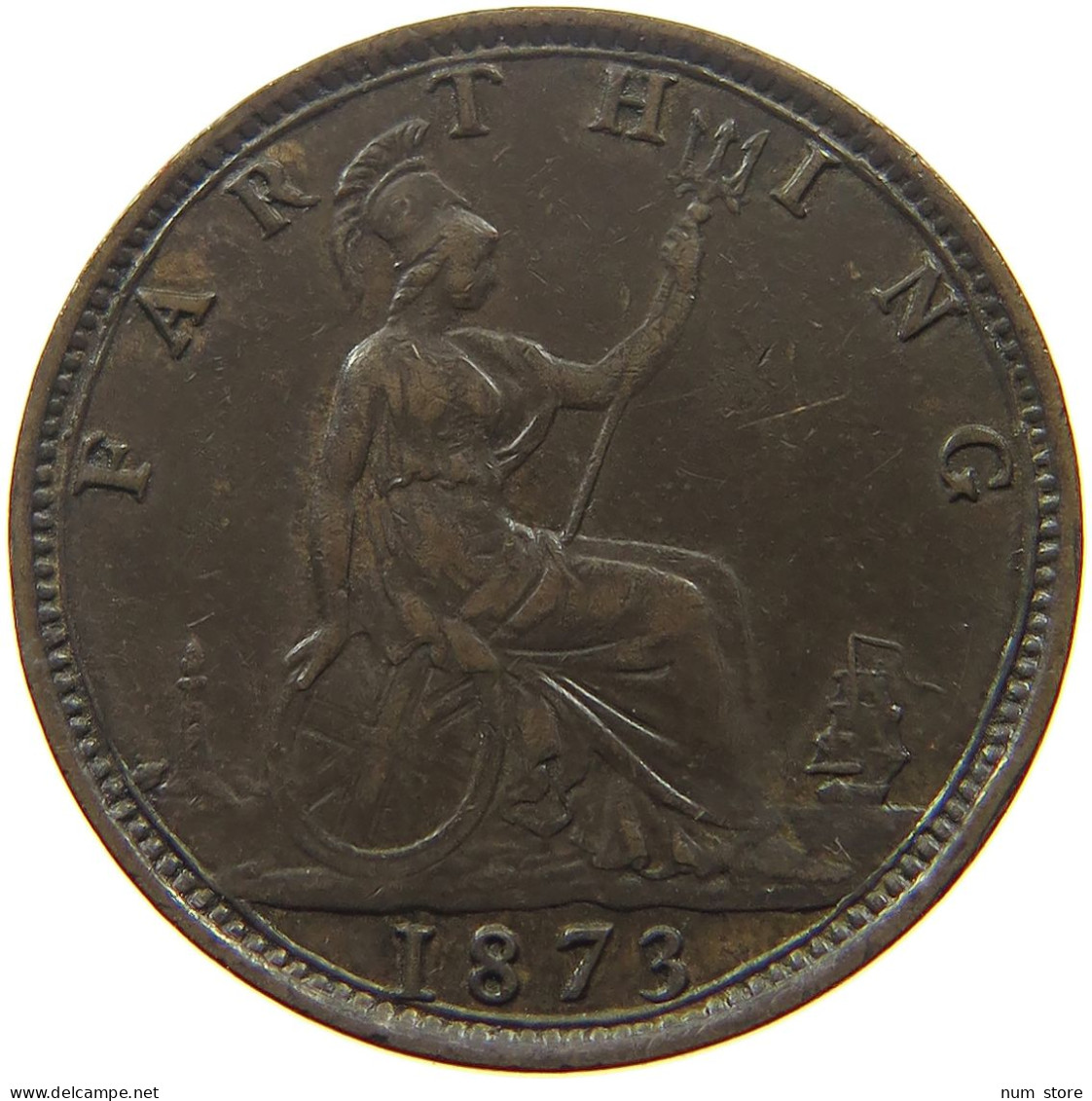 GREAT BRITAIN FARTHING 1873 Victoria 1837-1901 #s052 0047 - B. 1 Farthing