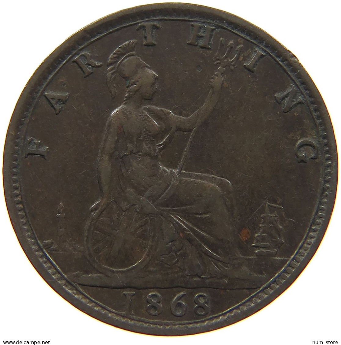 GREAT BRITAIN FARTHING 1868 Victoria 1837-1901 #c036 0097 - B. 1 Farthing