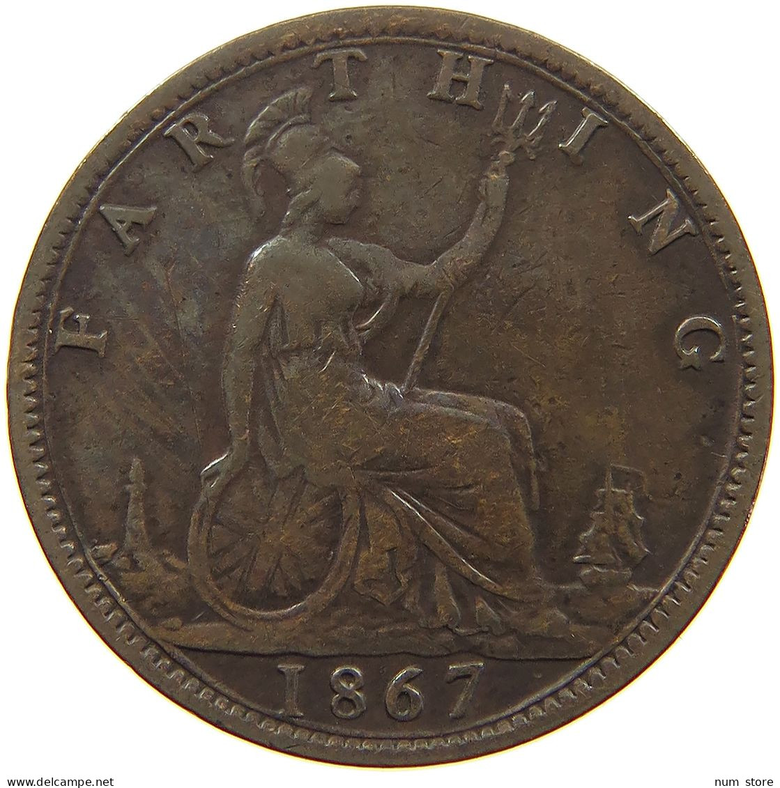 GREAT BRITAIN FARTHING 1867 Victoria 1837-1901 #a058 0133 - B. 1 Farthing