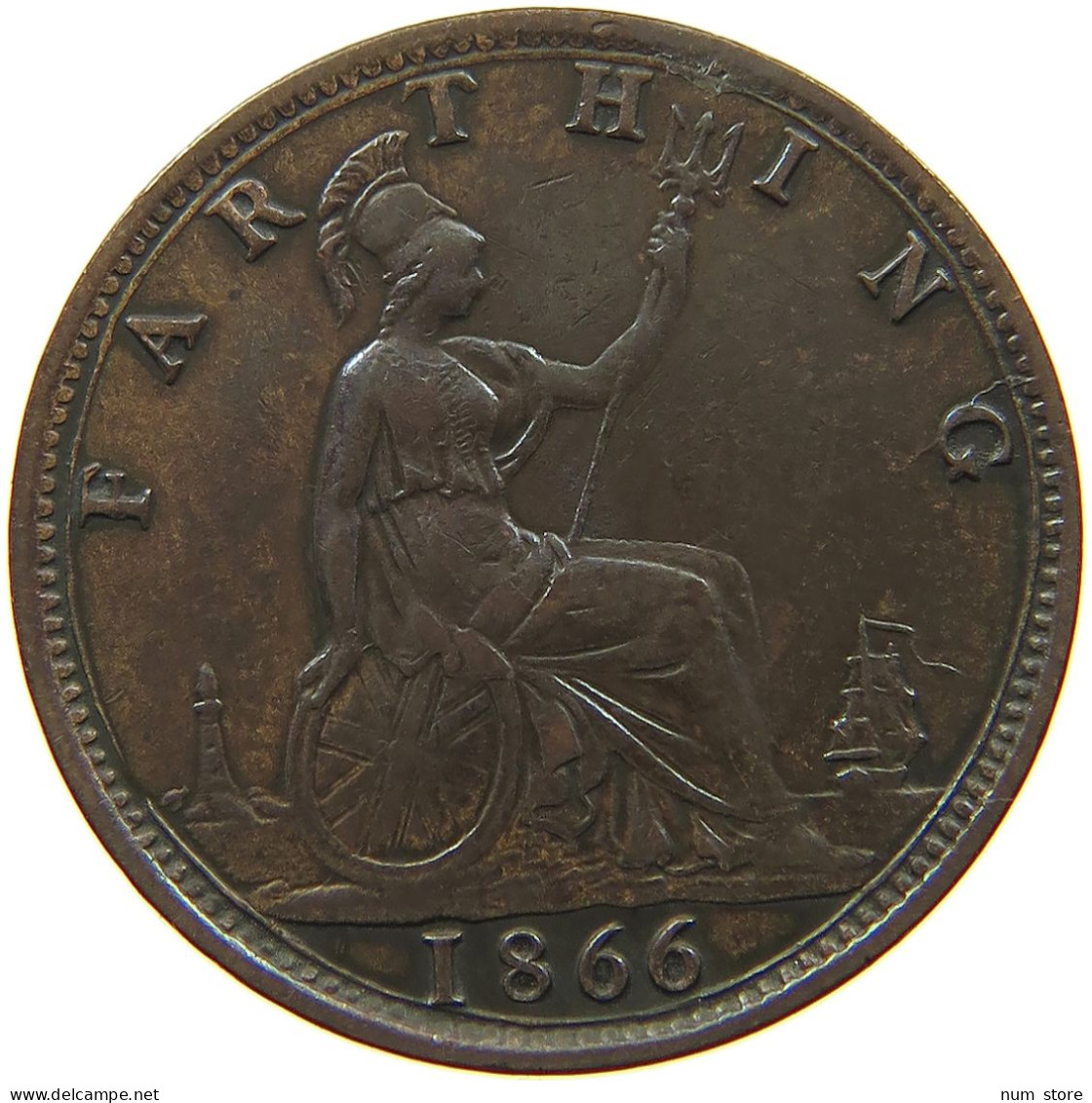 GREAT BRITAIN FARTHING 1866 Victoria 1837-1901 #c009 0273 - B. 1 Farthing