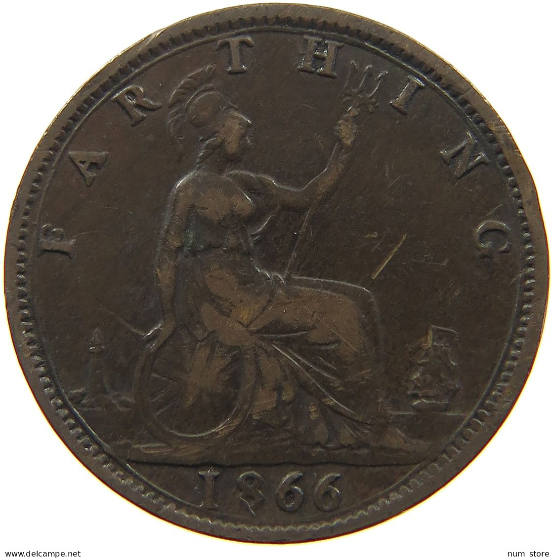 GREAT BRITAIN FARTHING 1866 Victoria 1837-1901 #c081 0329 - B. 1 Farthing