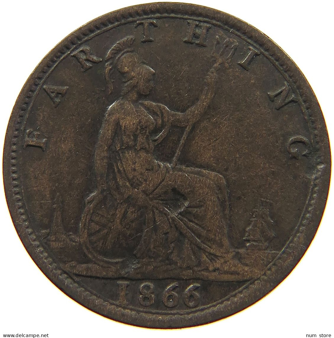 GREAT BRITAIN FARTHING 1866 Victoria 1837-1901 #c081 0331 - B. 1 Farthing