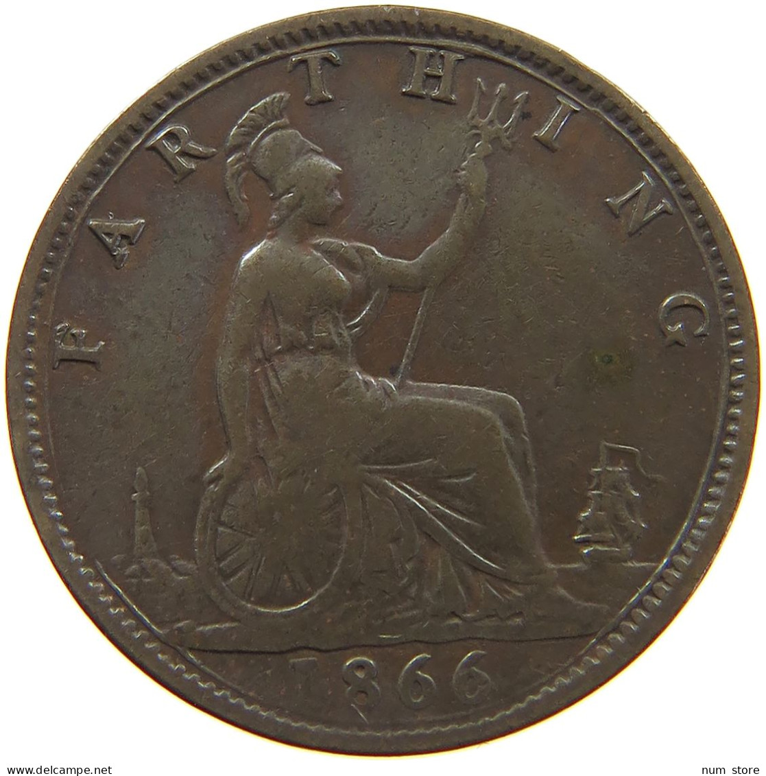 GREAT BRITAIN FARTHING 1866 Victoria 1837-1901 #a062 0761 - B. 1 Farthing