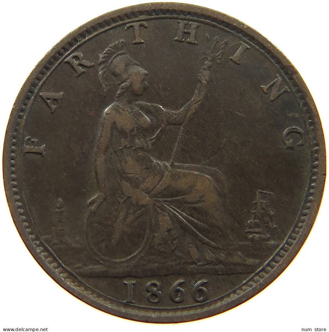 GREAT BRITAIN FARTHING 1866 Victoria 1837-1901 #a011 0823 - B. 1 Farthing