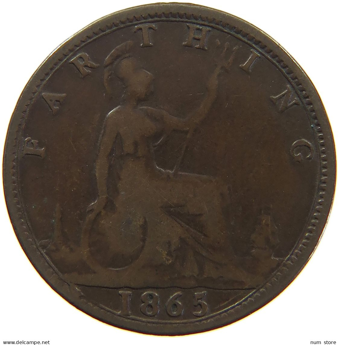 GREAT BRITAIN FARTHING 1865 Victoria 1837-1901 #c064 0105 - B. 1 Farthing