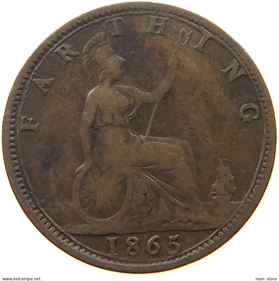 GREAT BRITAIN FARTHING 1865 Victoria 1837-1901 #s052 0015 - B. 1 Farthing