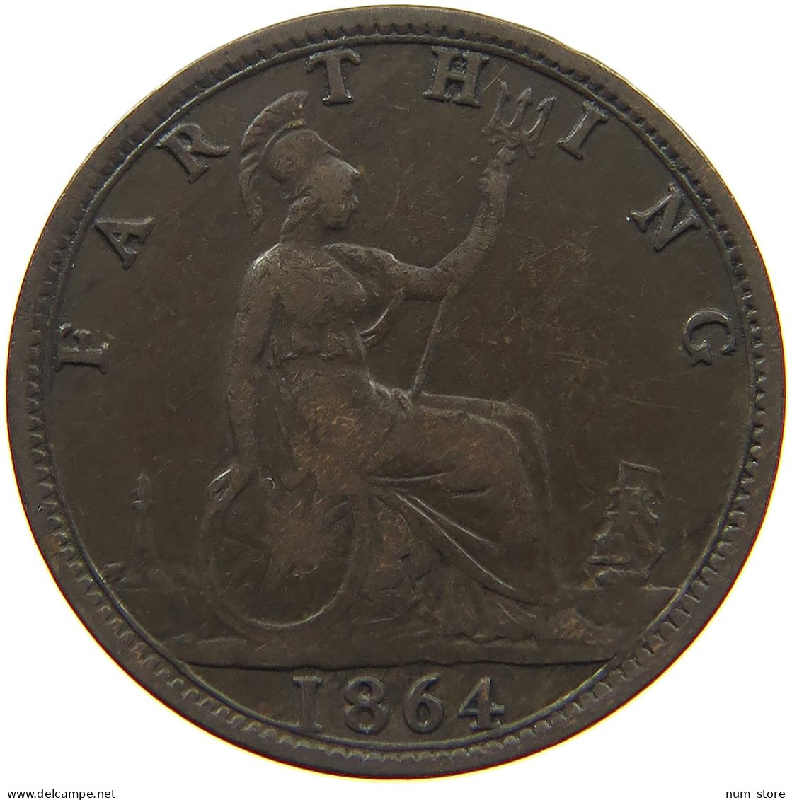 GREAT BRITAIN FARTHING 1864 Victoria 1837-1901 #c083 0381 - B. 1 Farthing
