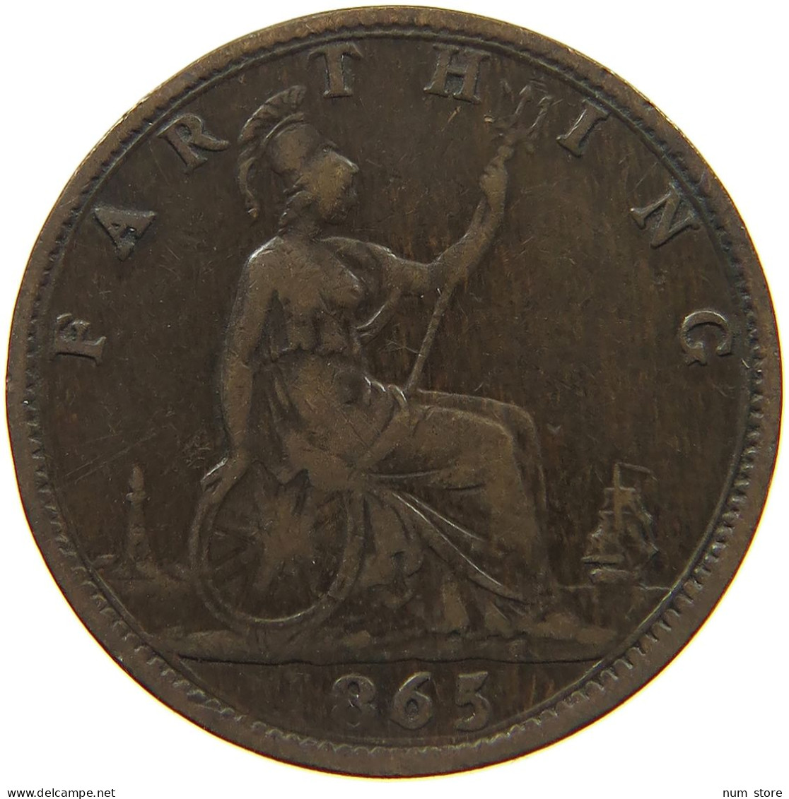 GREAT BRITAIN FARTHING 1865 Victoria 1837-1901 #c022 0241 - B. 1 Farthing