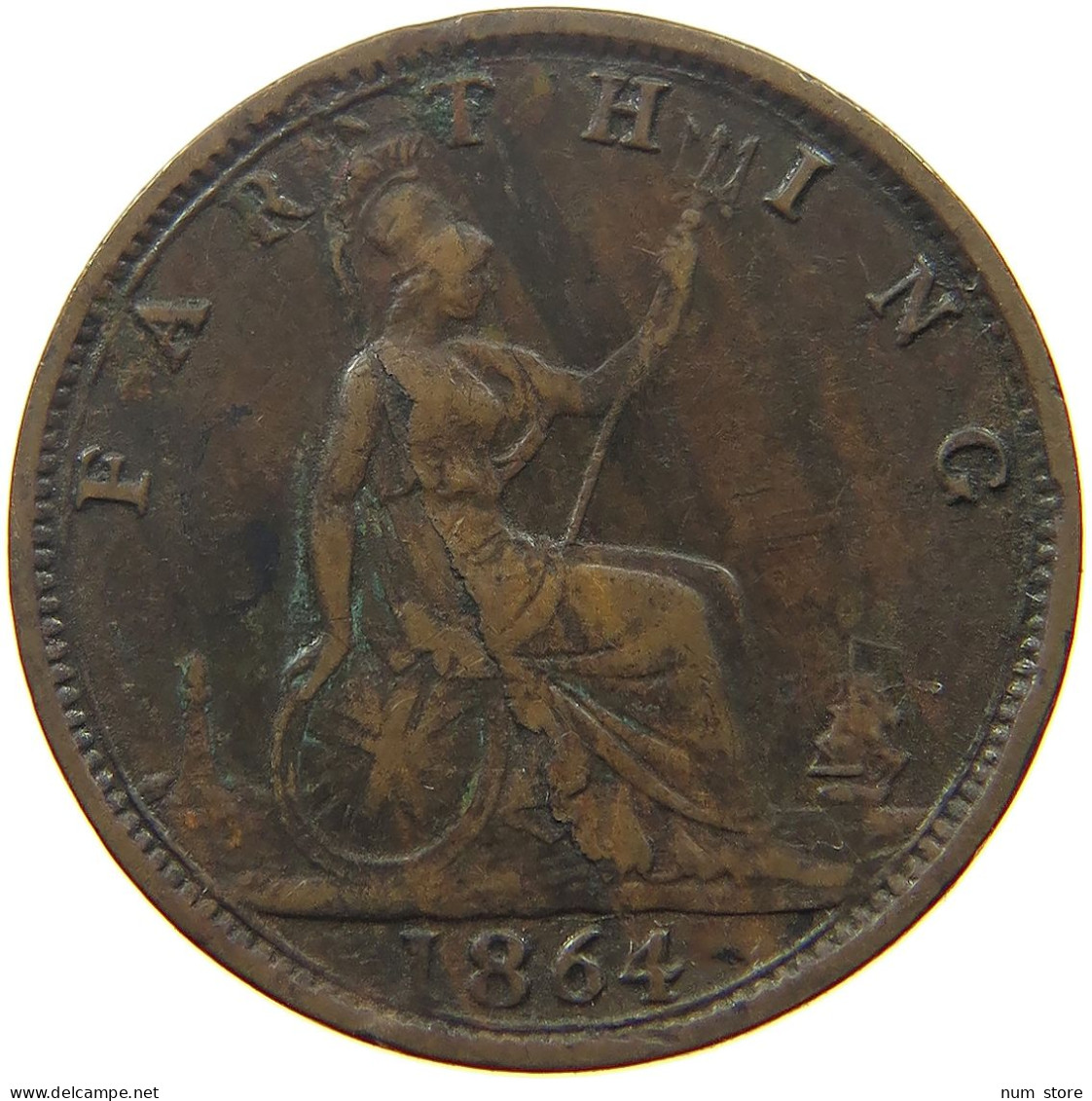 GREAT BRITAIN FARTHING 1864 Victoria 1837-1901 #s052 0007 - B. 1 Farthing