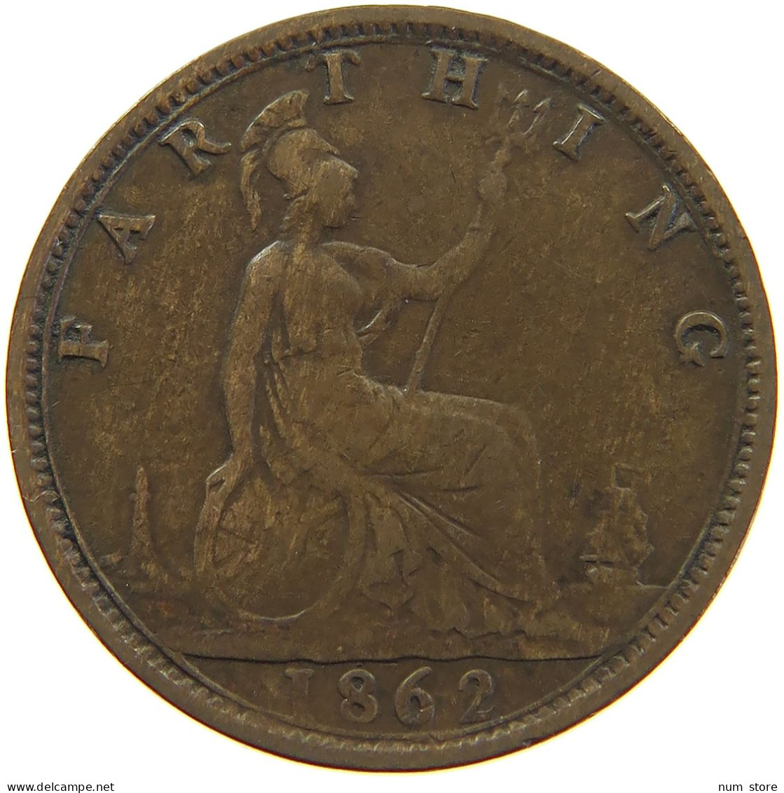 GREAT BRITAIN FARTHING 1862 Victoria 1837-1901 #c064 0095 - B. 1 Farthing