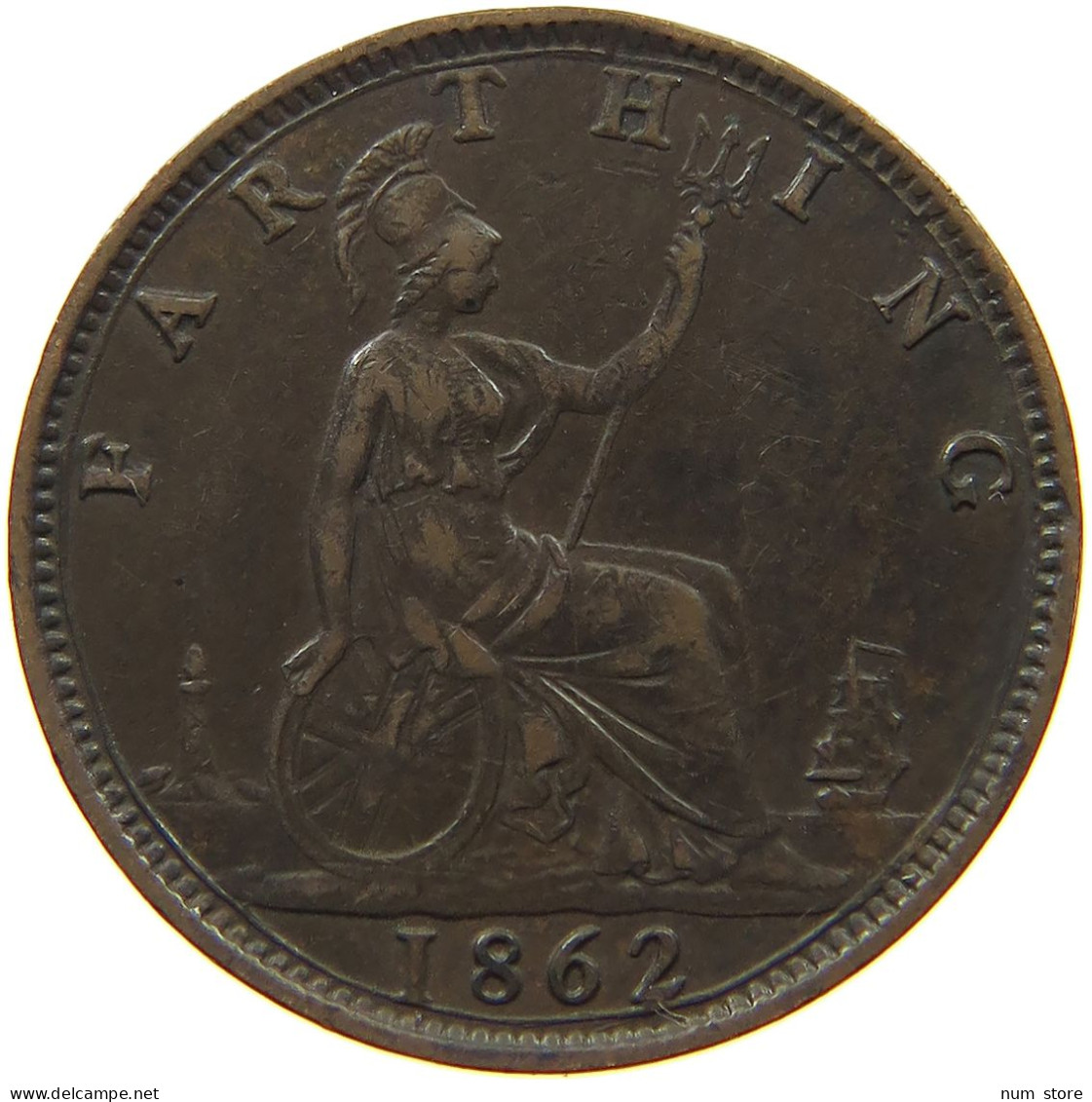 GREAT BRITAIN FARTHING 1862 Victoria 1837-1901 #t149 0269 - B. 1 Farthing