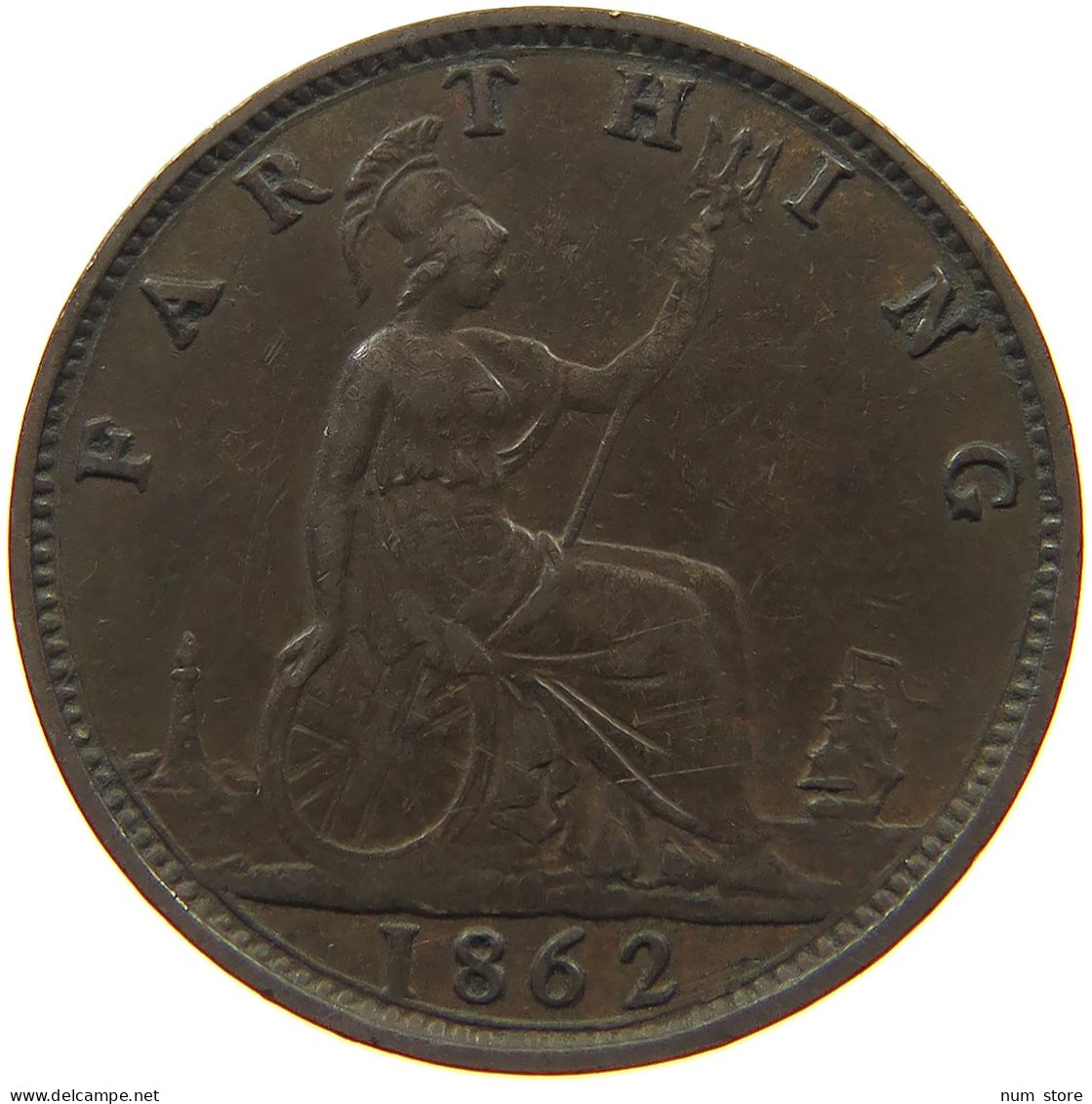 GREAT BRITAIN FARTHING 1862 Victoria 1837-1901 #c081 0343 - B. 1 Farthing