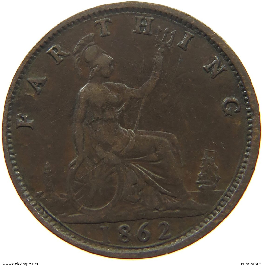 GREAT BRITAIN FARTHING 1862 Victoria 1837-1901 #a002 0511 - B. 1 Farthing