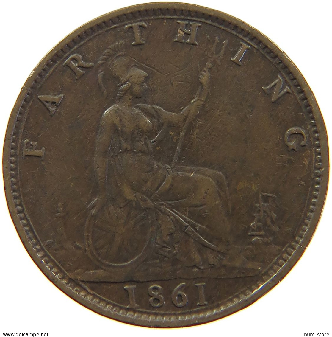 GREAT BRITAIN FARTHING 1861 Victoria 1837-1901 #c063 0099 - B. 1 Farthing