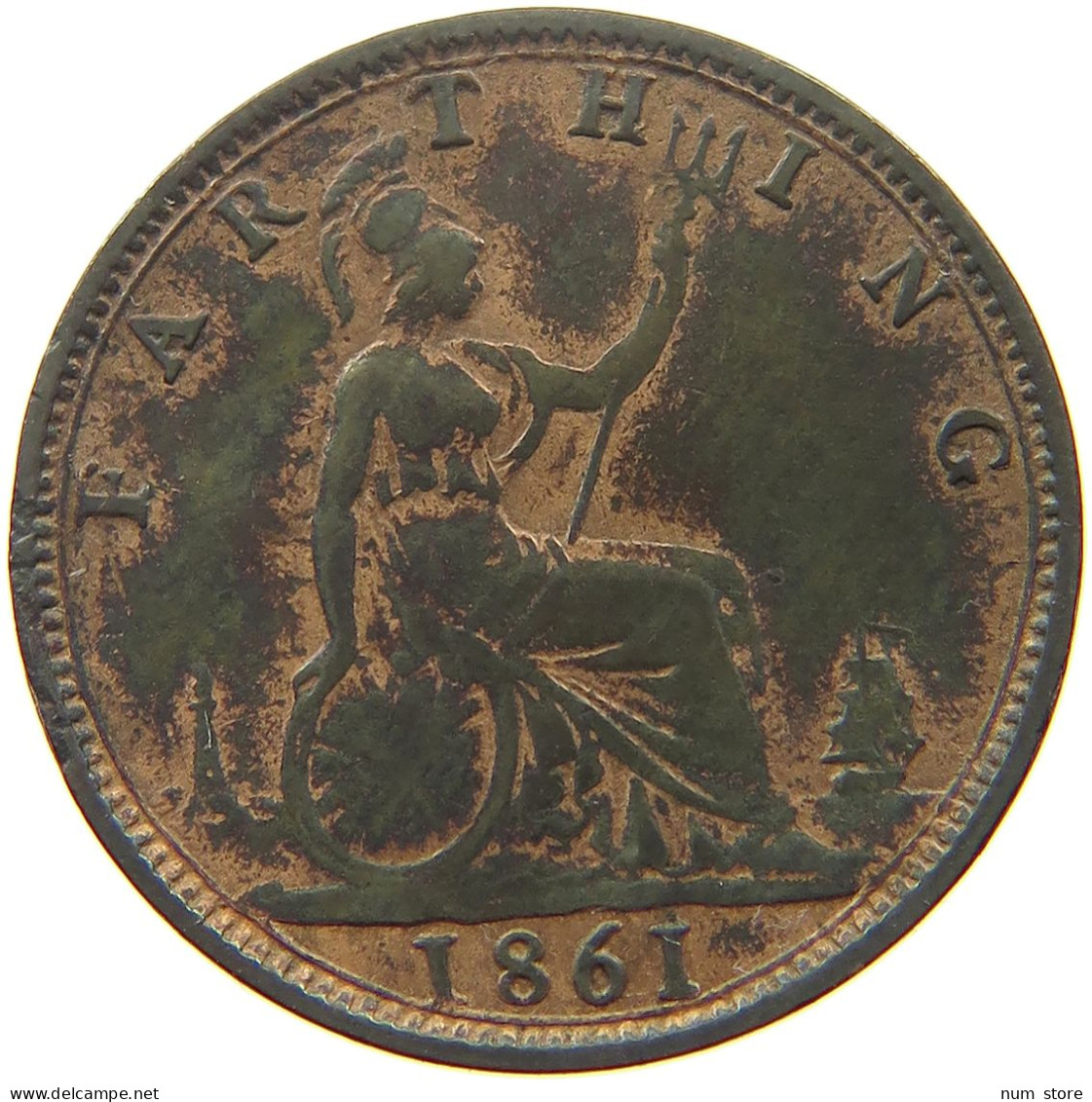 GREAT BRITAIN FARTHING 1861 Victoria 1837-1901 #s052 0011 - B. 1 Farthing