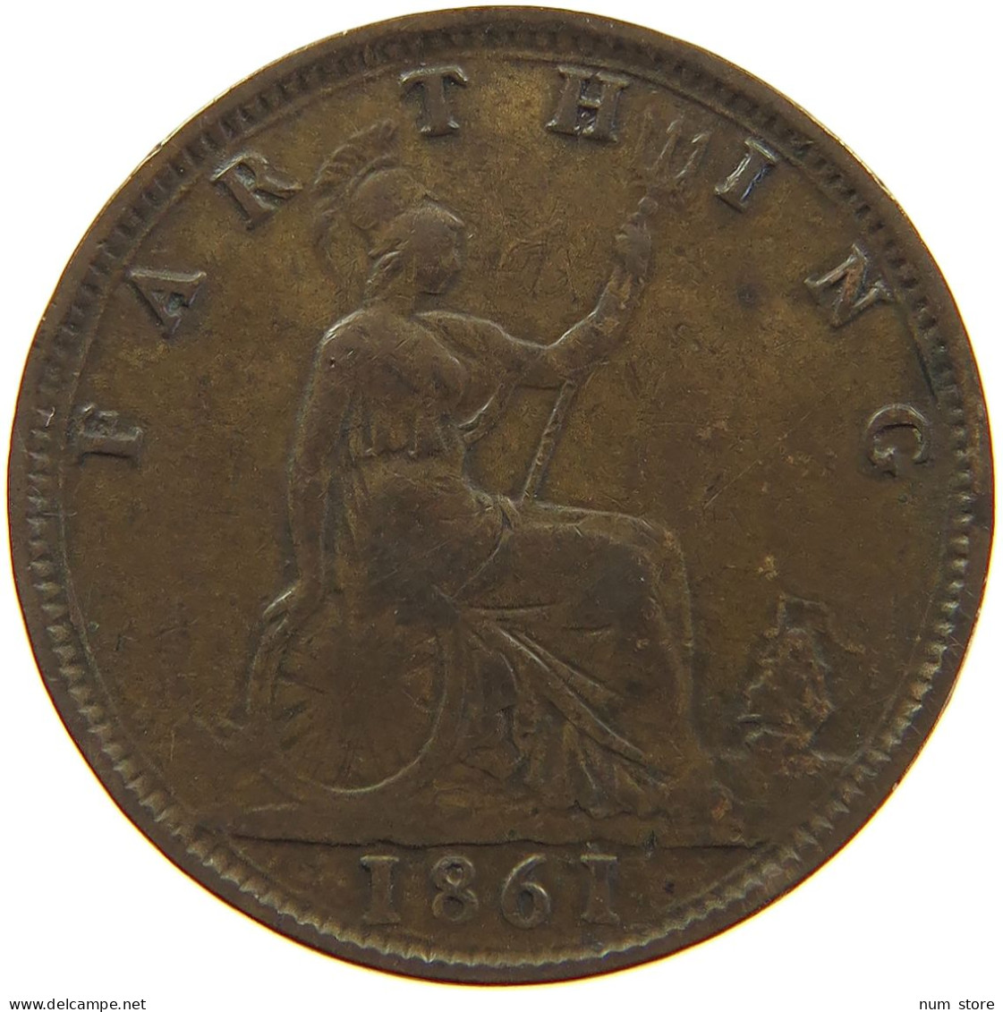 GREAT BRITAIN FARTHING 1861 Victoria 1837-1901 #s010 0219 - B. 1 Farthing