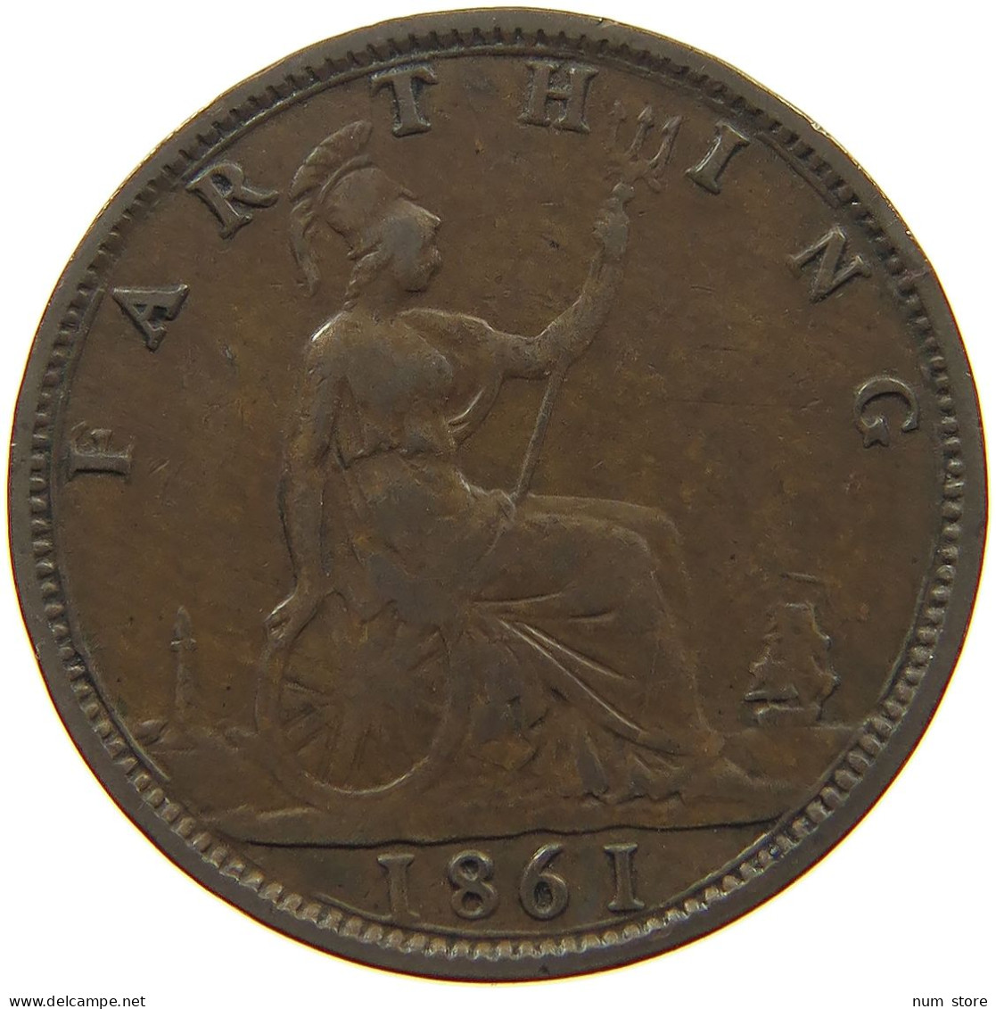 GREAT BRITAIN FARTHING 1861 Victoria 1837-1901 #c082 0175 - B. 1 Farthing