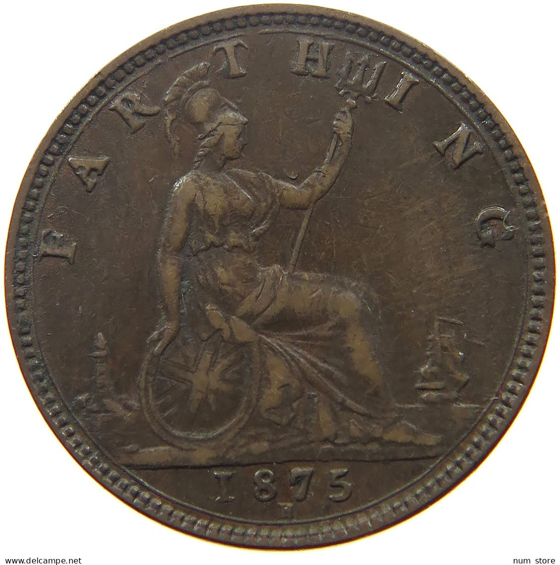 GREAT BRITAIN FARTHING 1875 H Victoria 1837-1901 #s052 0049 - B. 1 Farthing