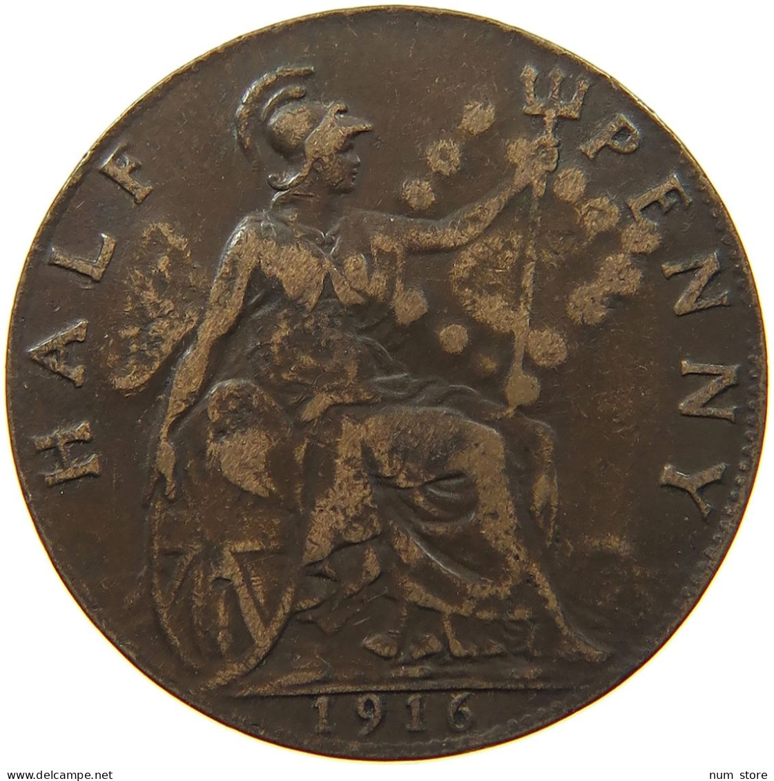 GREAT BRITAIN HALFPENNY 1916 George V. (1910-1936) COUNTERMARKED ALEX #a011 0487 - C. 1/2 Penny