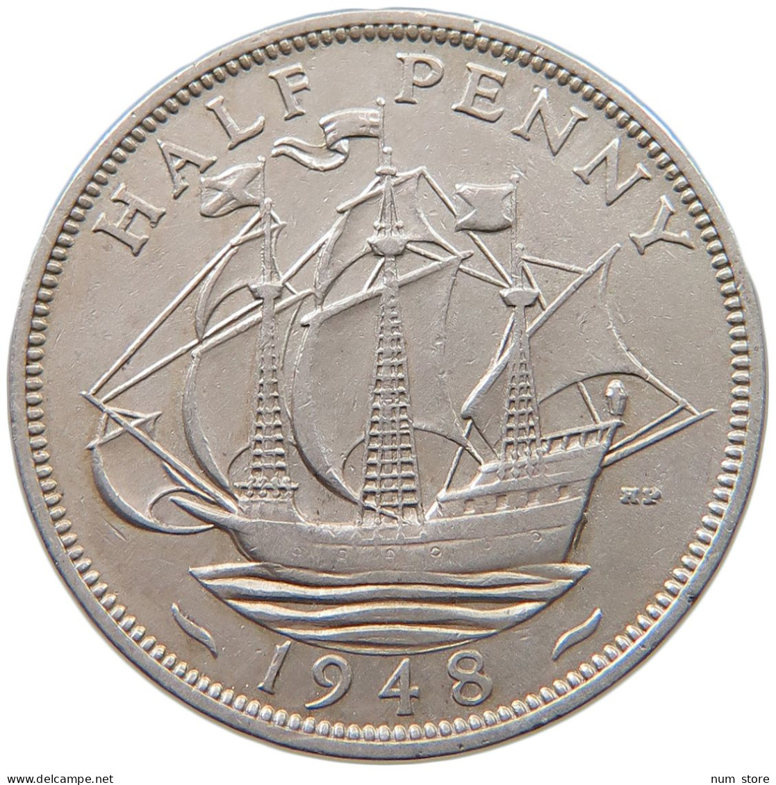 GREAT BRITAIN HALFPENNY 1948 George VI. (1936-1952) SILVER PLATED #t085 0305 - C. 1/2 Penny