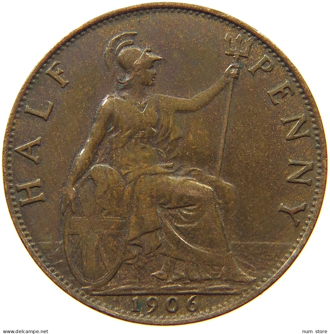 GREAT BRITAIN HALFPENNY 1906 Edward VII., 1901 - 1910 #s077 0531 - C. 1/2 Penny