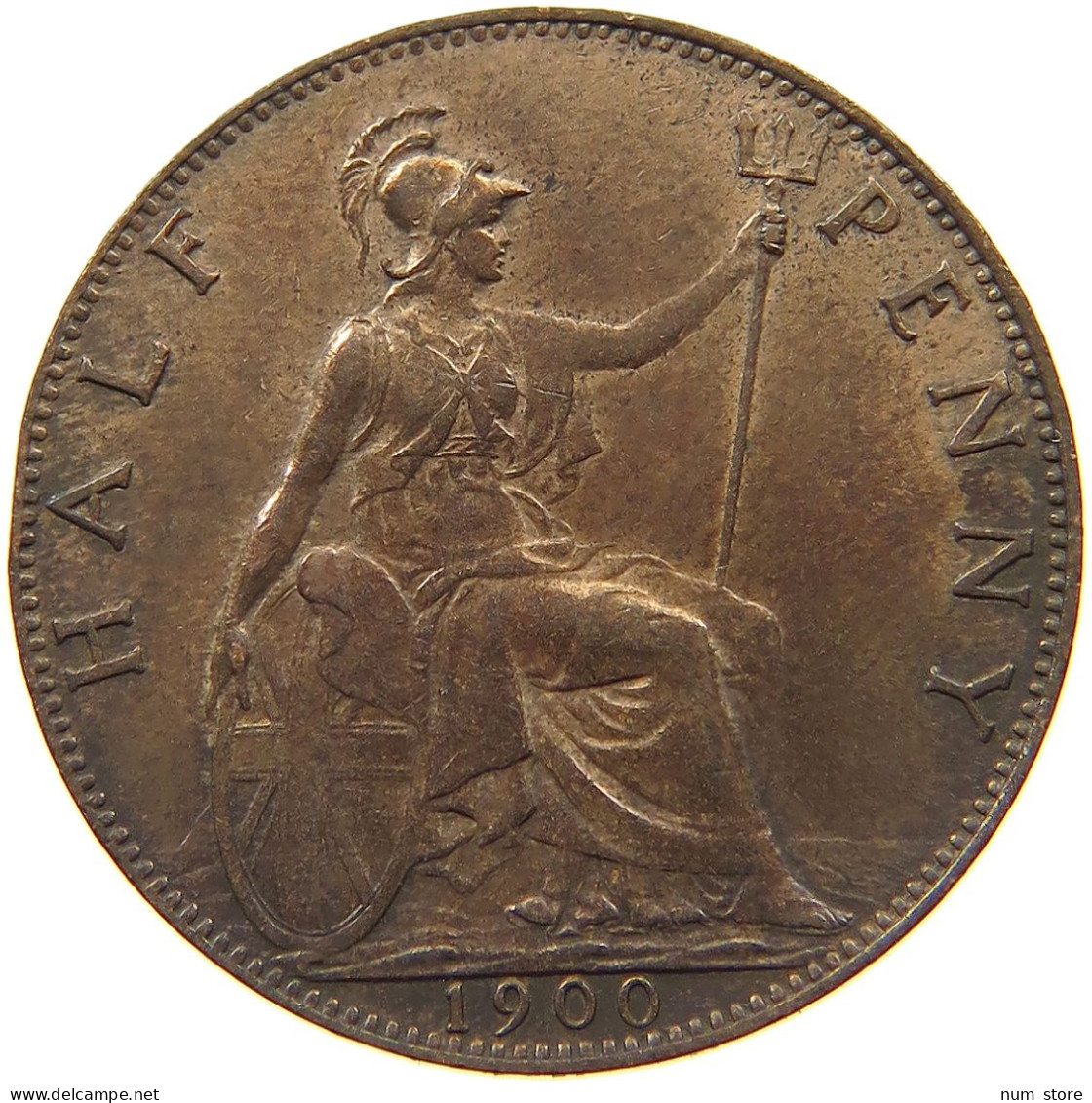 GREAT BRITAIN HALFPENNY 1900 Victoria 1837-1901 #t145 0515 - C. 1/2 Penny