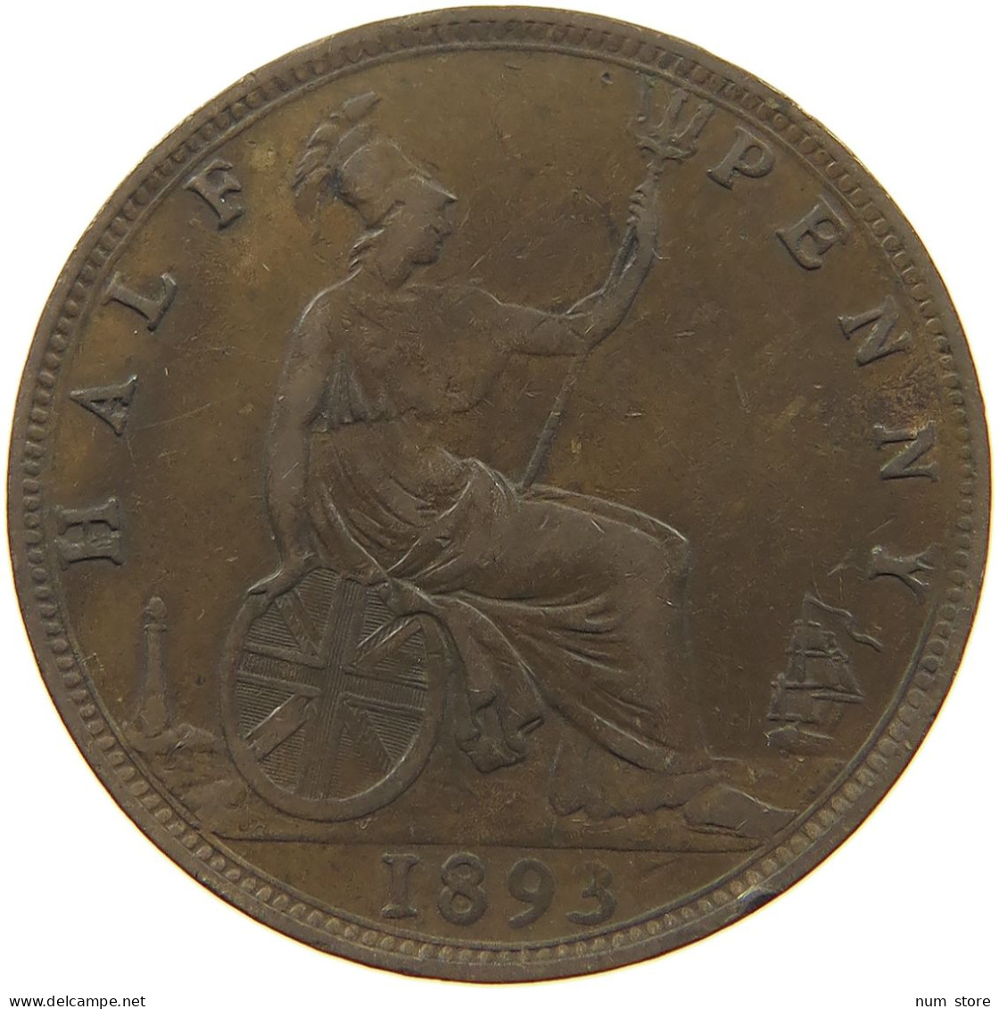 GREAT BRITAIN HALFPENNY 1893 Victoria 1837-1901 #c080 0331 - C. 1/2 Penny