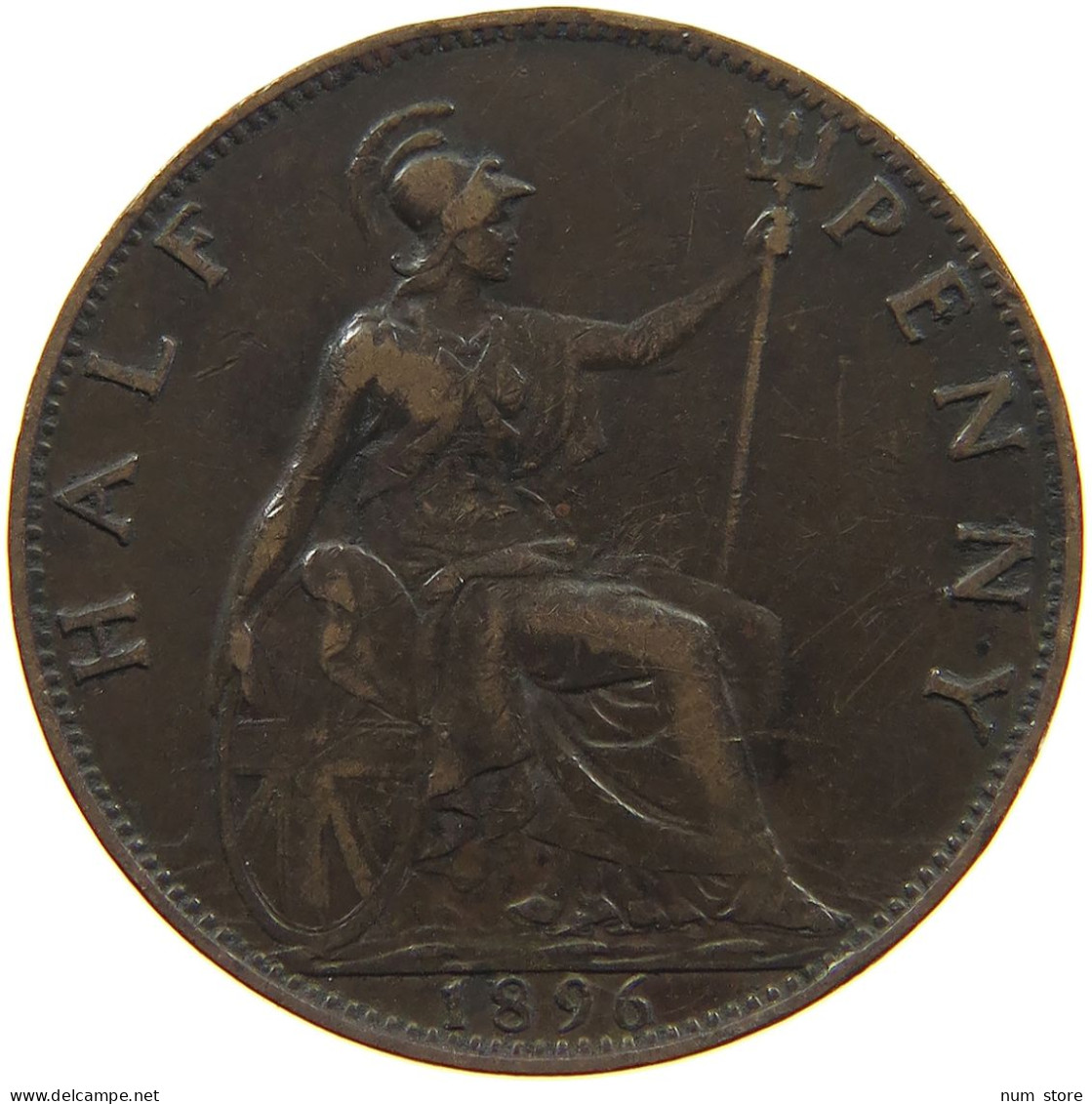 GREAT BRITAIN HALFPENNY 1896 Victoria 1837-1901 #c034 0007 - C. 1/2 Penny