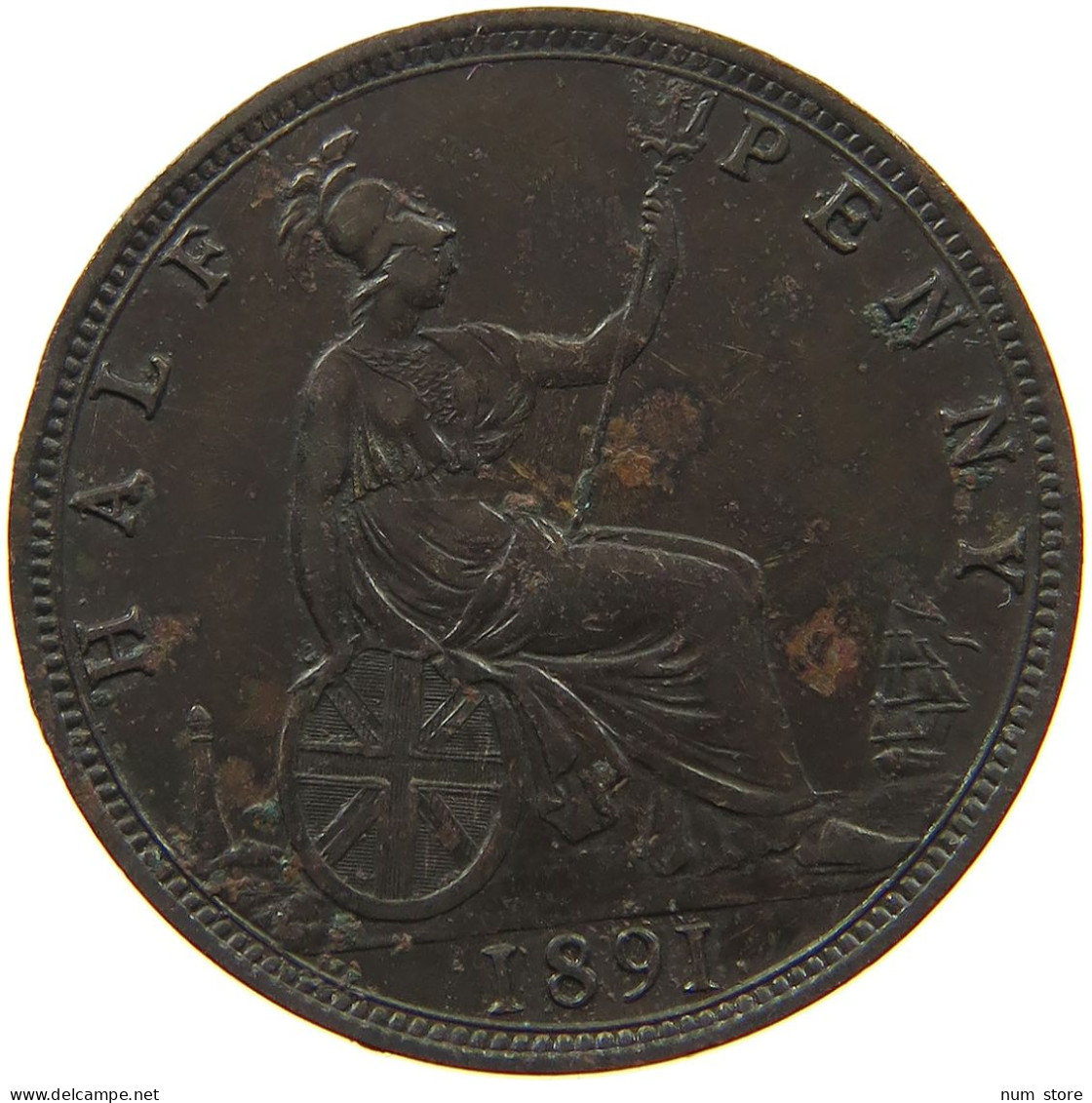 GREAT BRITAIN HALFPENNY 1891 Victoria 1837-1901 #a011 0389 - C. 1/2 Penny
