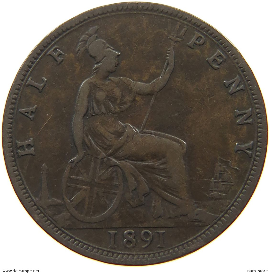 GREAT BRITAIN HALFPENNY 1891 Victoria 1837-1901 #a011 0387 - C. 1/2 Penny