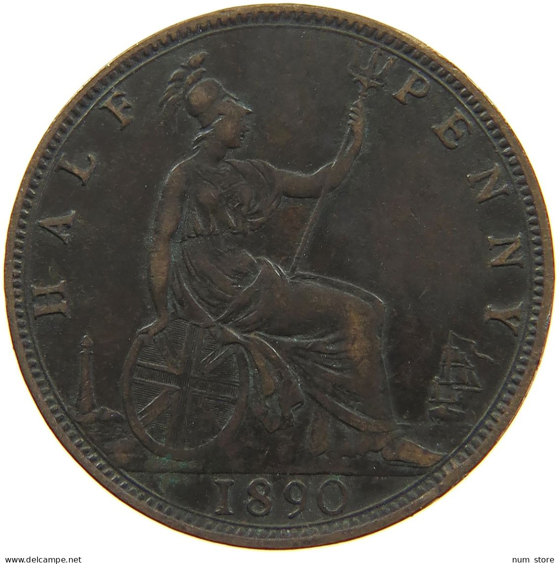 GREAT BRITAIN HALFPENNY 1890 Victoria 1837-1901 #c061 0027 - C. 1/2 Penny