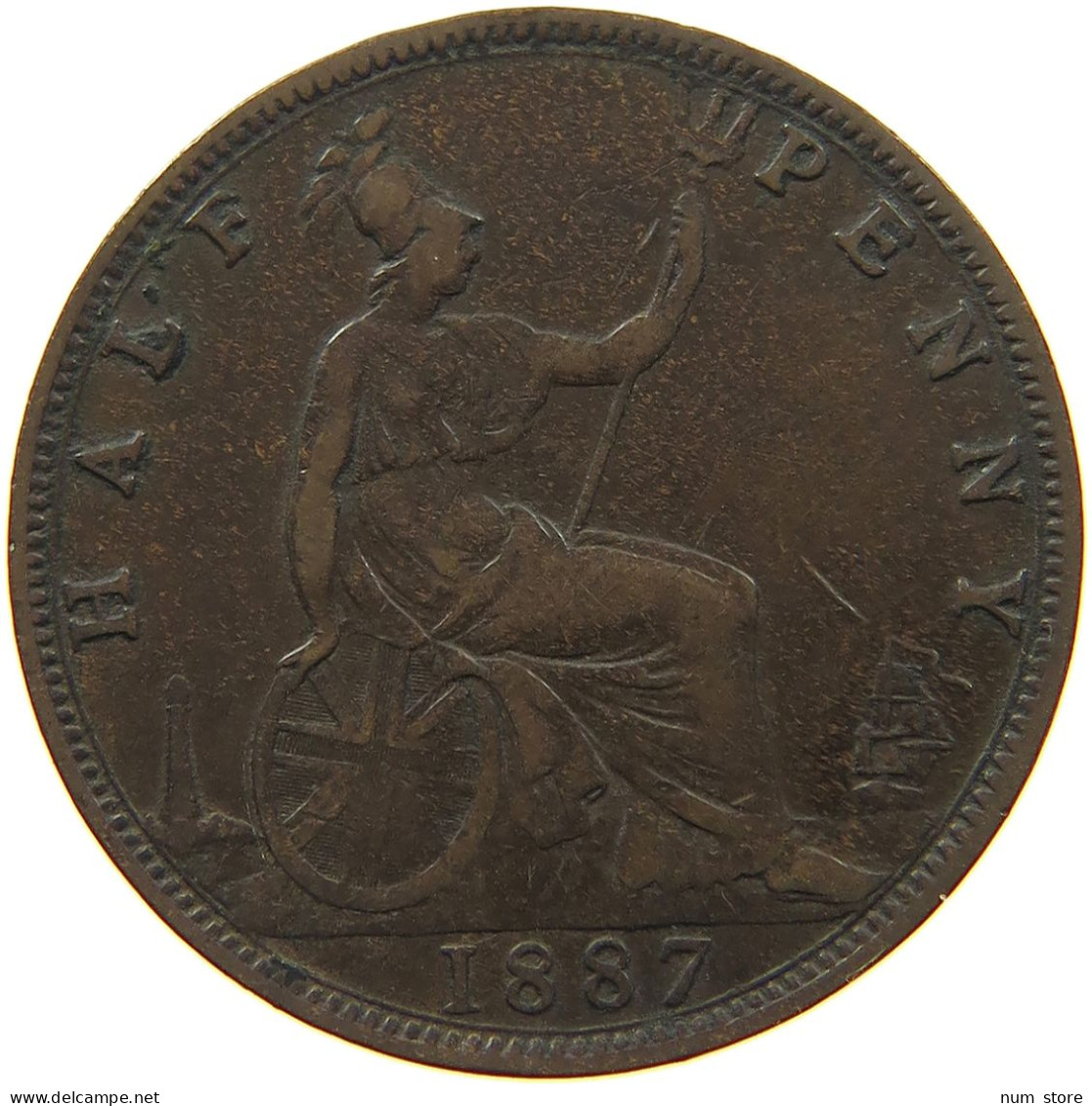 GREAT BRITAIN HALFPENNY 1887 Victoria 1837-1901 #s019 0275 - C. 1/2 Penny