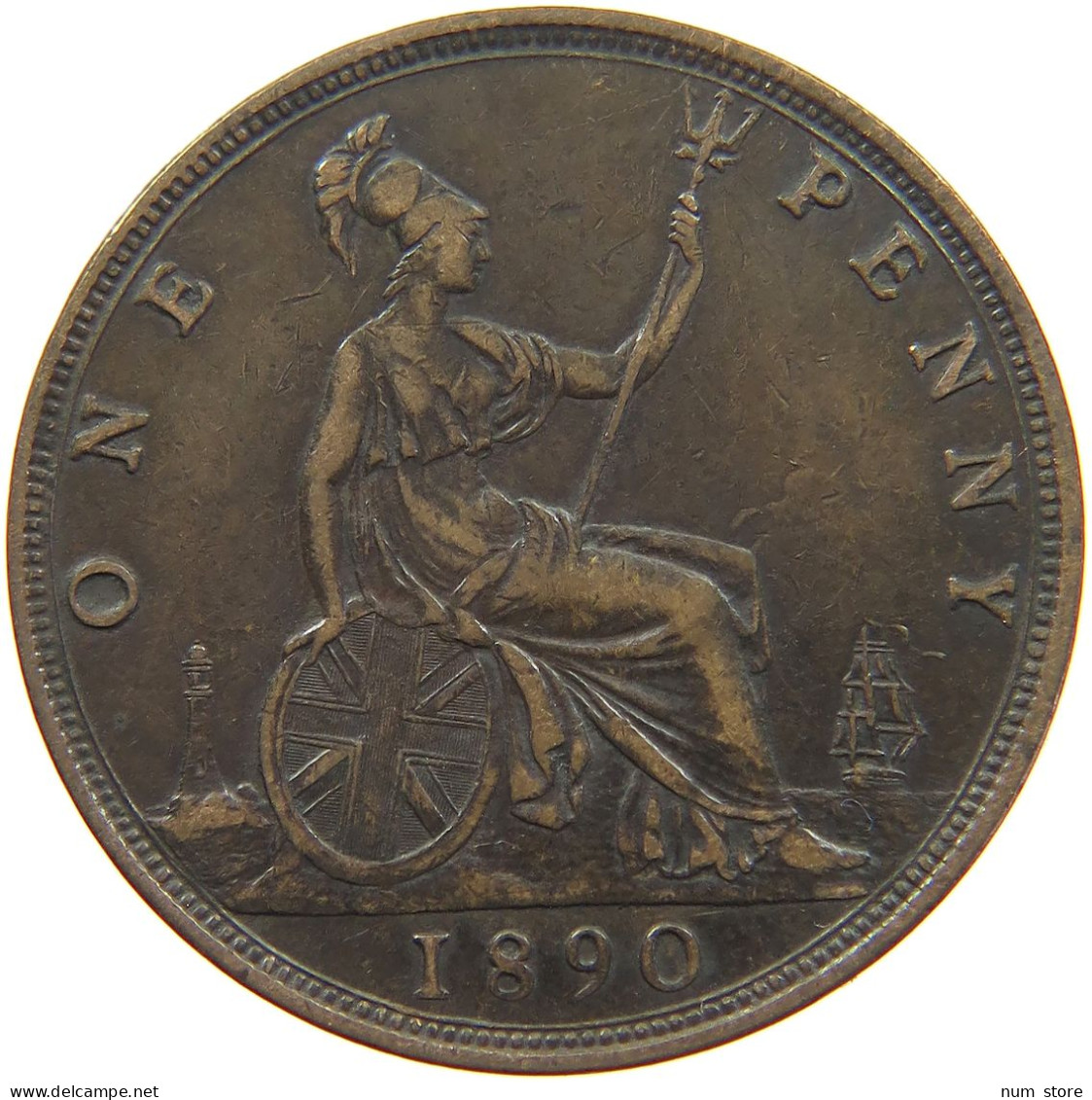 GREAT BRITAIN HALFPENNY 1890 Victoria 1837-1901 #c021 0165 - C. 1/2 Penny