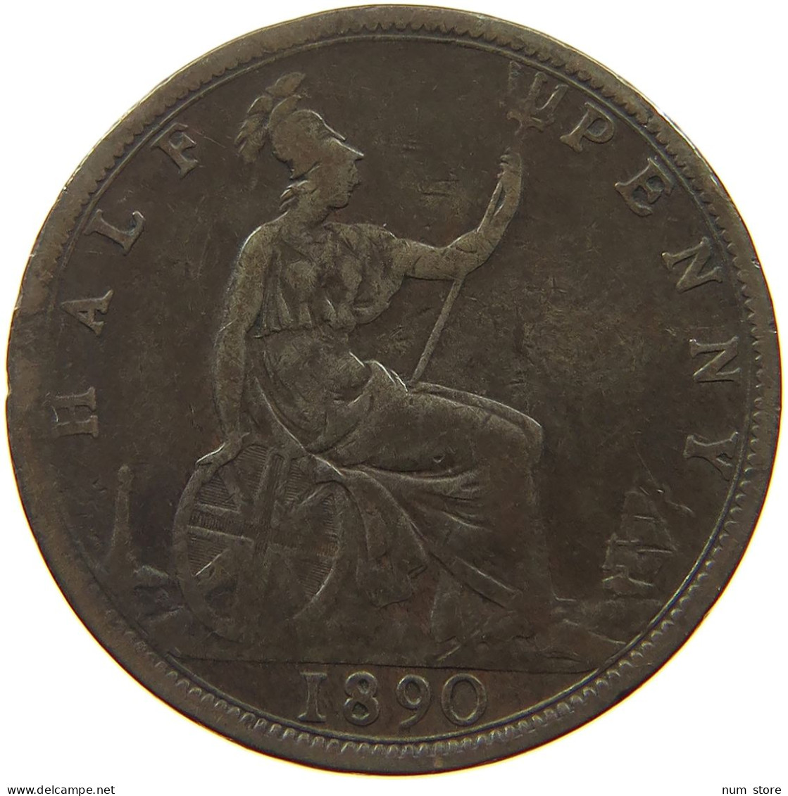 GREAT BRITAIN HALFPENNY 1890 Victoria 1837-1901 #a010 0457 - C. 1/2 Penny