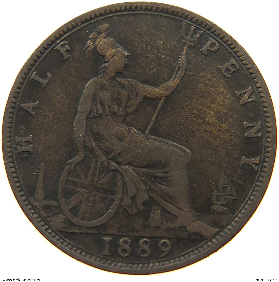 GREAT BRITAIN HALFPENNY 1889 Victoria 1837-1901 #a011 0381 - C. 1/2 Penny