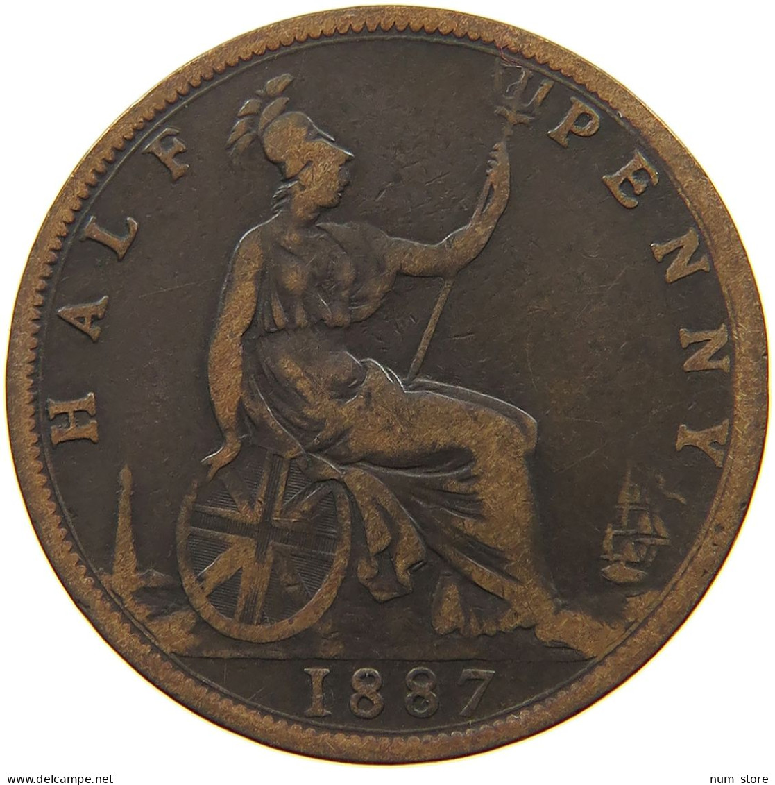 GREAT BRITAIN HALFPENNY 1887 Victoria 1837-1901 #a095 0313 - C. 1/2 Penny