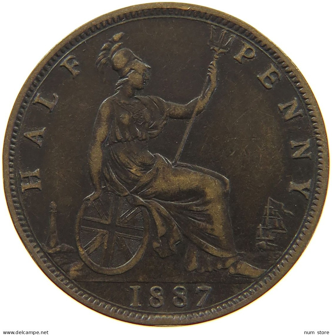 GREAT BRITAIN HALFPENNY 1887 Victoria 1837-1901 #c054 0173 - C. 1/2 Penny